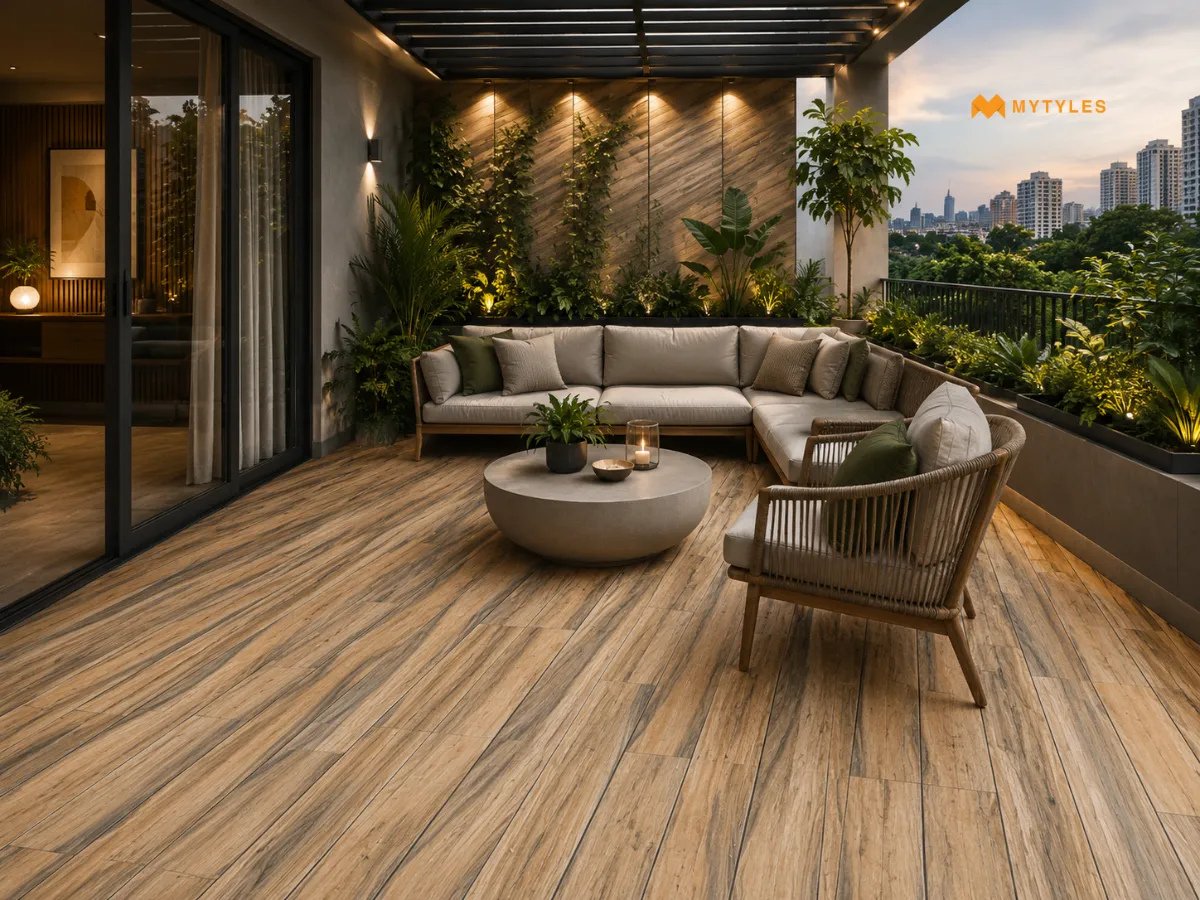 Vitrified Wooden Tile in Terrace Lounge